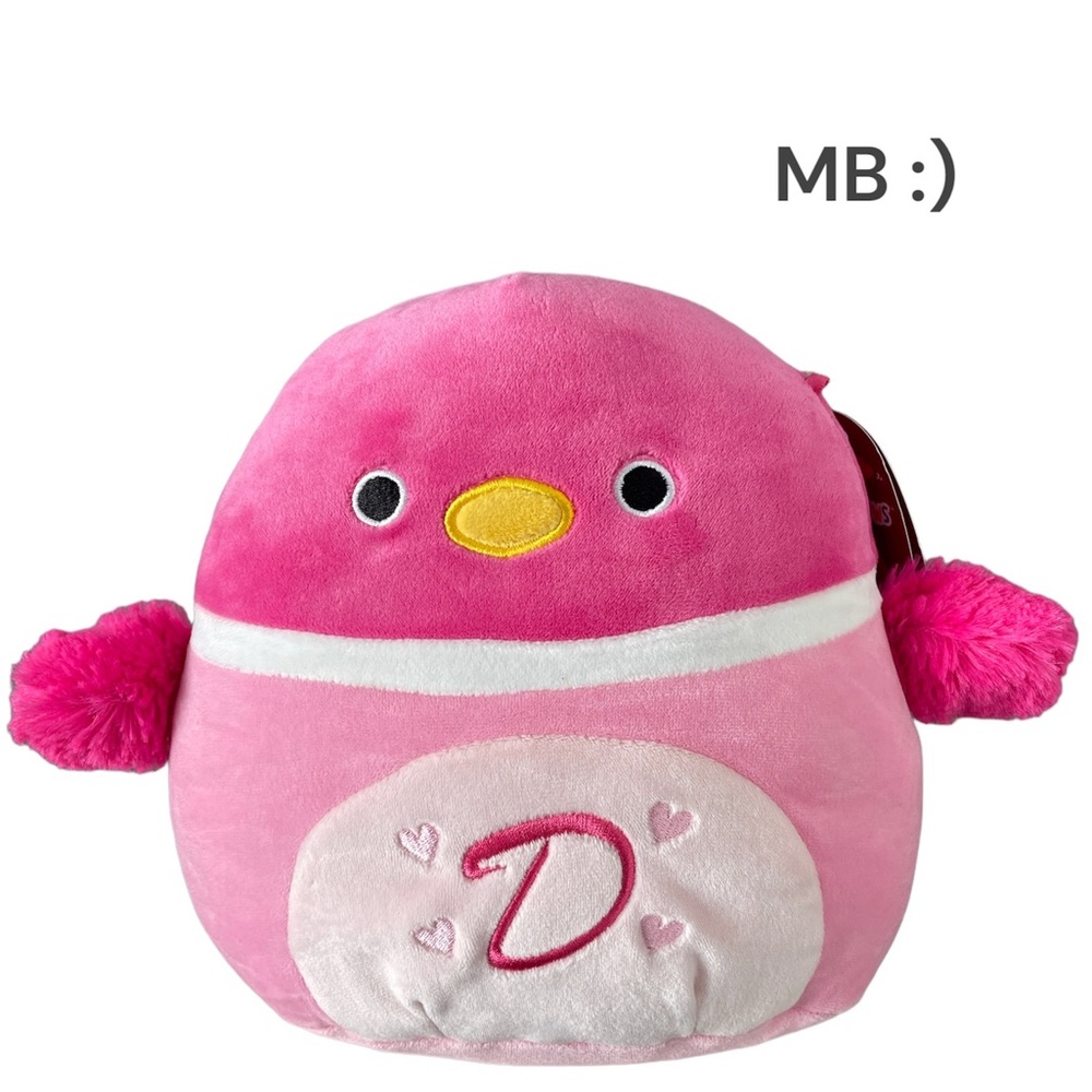 SQUISHMALLOW 8" Della the Pink Mallard Duck "D" Valentines Day PLUSH NEW NWT